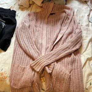 American Eagle Knit Dusty Rose Cardigan With Hood